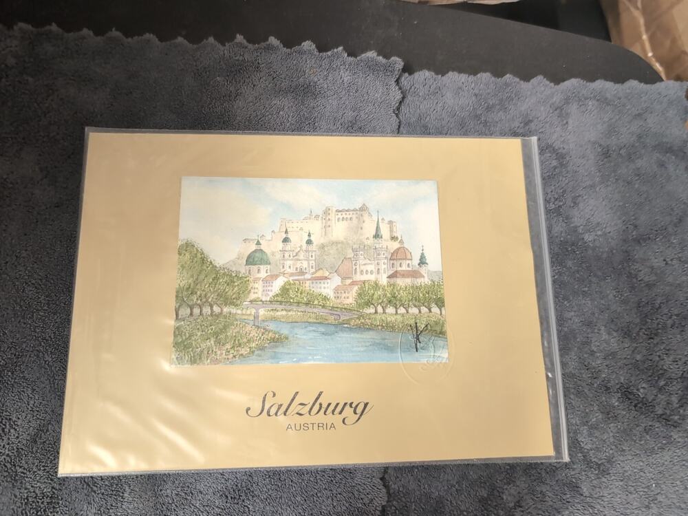 Salzburg, Austria Hohensalzburg Fortress Art Print Artist Signed And Seal